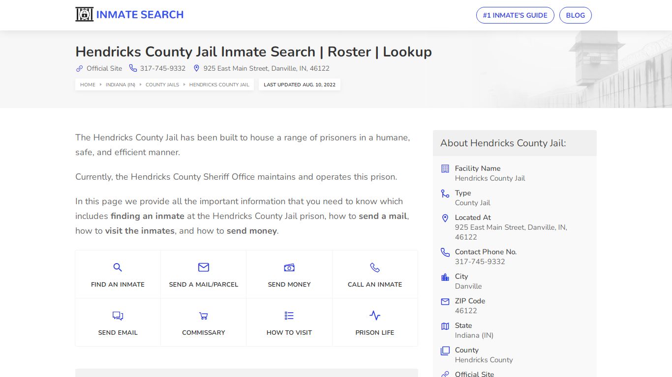 Hendricks County Jail Inmate Search | Roster | Lookup